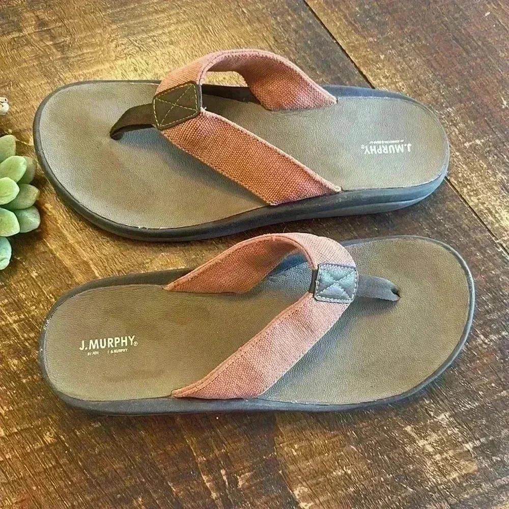 J.MURPHY | Rust Color Canvas Flip Flop Sandals - image 3